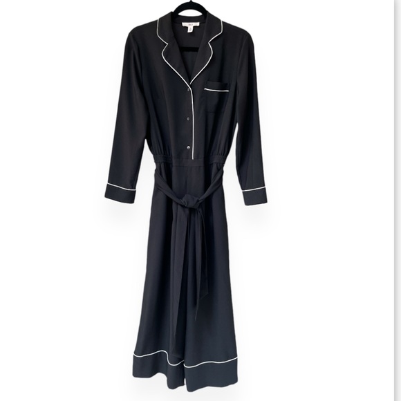 1901 Belted Jumpsuit | Size Medium | Black with White Trim | $35 - Picture 2 of 8